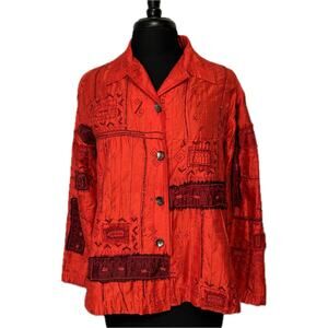 Chicos Silk top Embellished Embroidery Beading - Stunning